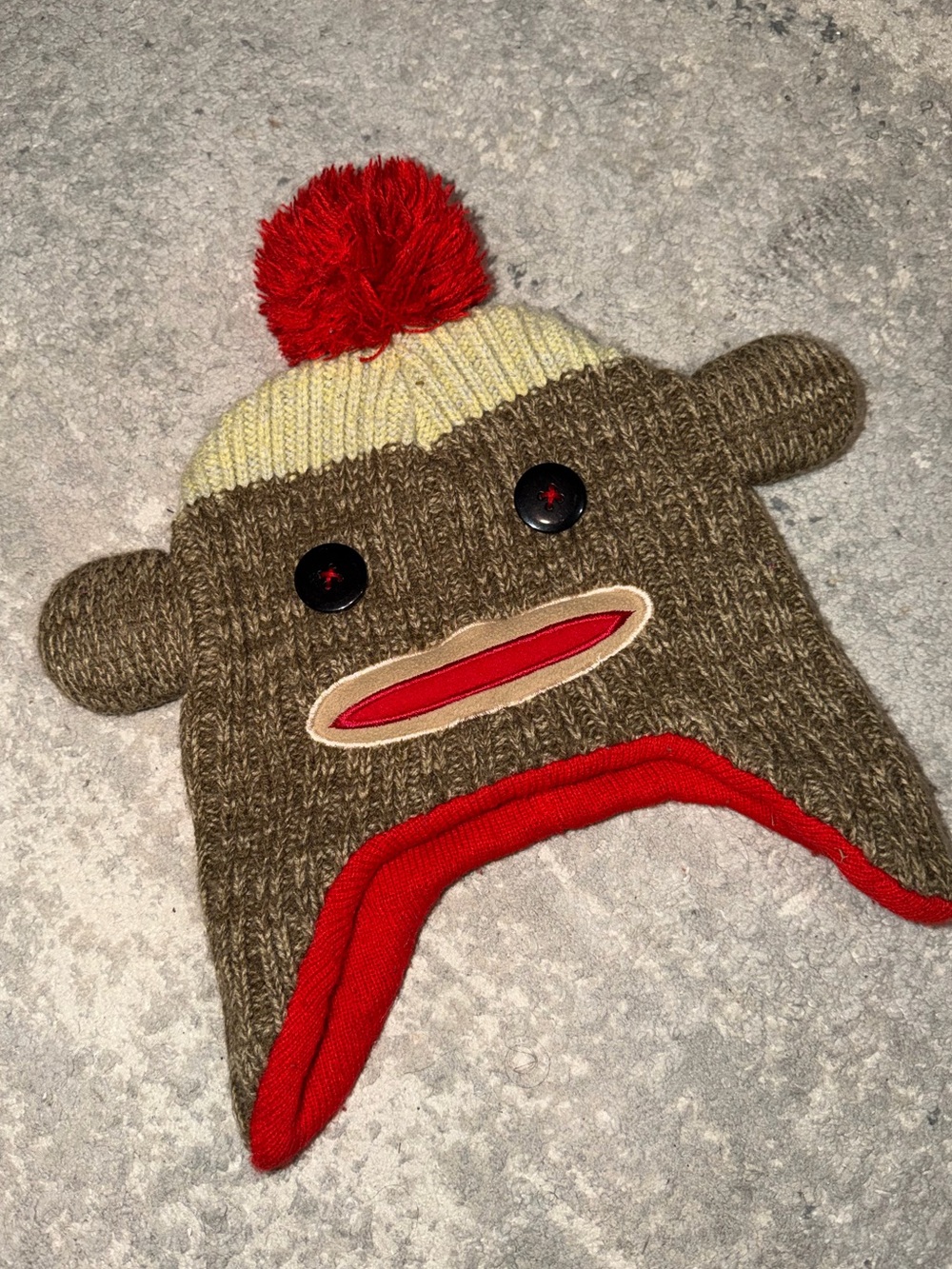 Men’s Sock Monkey Pom-Pom Beanie Hat